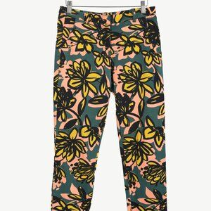 Weekend Max Mara Green & Pink Floral Slim Cigarette Trousers